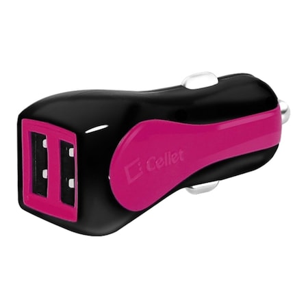 Spark Prism RapidCharge Dual USB Car Charger for Android and Apple Devices, Pink SP10104